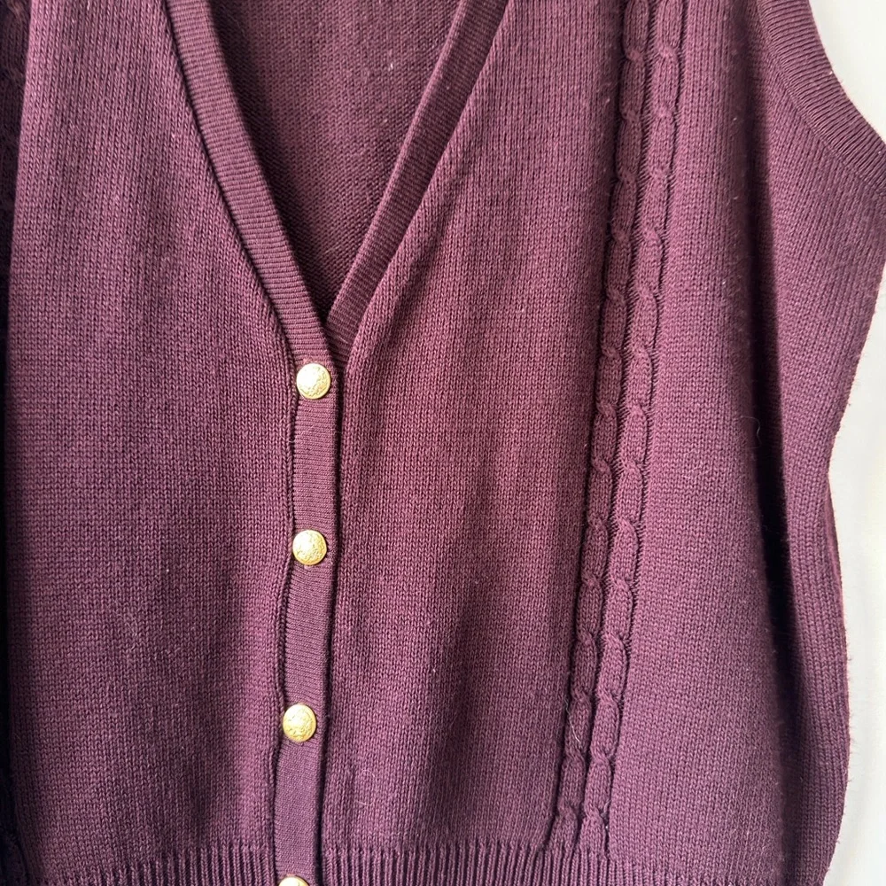 Women's Burgundy Sag‎ Harbor Sweater Vest - Picture 2 of 4